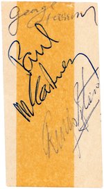 THE BEATLES - PAUL McCARTNEY, GEORGE HARRISON & RINGO STARR SIGNED PAPER.