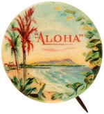 EARLIEST AND MOST COLORFUL HAWAII ISLAND PROMOTIONAL BUTTON DOCUMENTED TO 1903-1919 ERA.