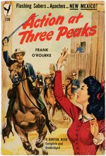 ACTION AT THREE PEAKS PAPERBACK COVER ORIGINAL ART BY EARL MAYAN.