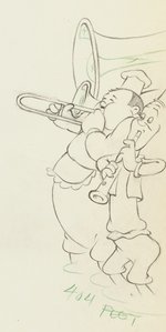 SILLY SYMPHONIES - MOTHER GOOSE GOES HOLLYWOOD PRODUCTION DRAWING ORIGINAL ART TRIO (LAUREL & HARDY).