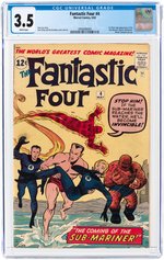 FANTASTIC FOUR #4 MAY 1962 CGC 3.5 VG- (FIRST SILVER AGE SUB-MARINER).