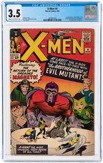 X-MEN #4 MARCH 1964 CGC 3.5 VG-  (FIRST QUICKSILVER, SCARLET WITCH, TOAD & BROTHERHOOD OF EVIL MUTANTS).