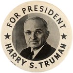 "FOR PRESIDENT HARRY S. TRUMAN" PORTRAIT 2.5" BUTTON HAKE #11.