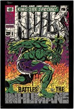 INCREDIBLE HULK SPECIAL #1 FRAMED "SHATTERED" MOSAIC COMIC BOOK COVER RECREATION ORIGNAL ART BY MATTHEW DiMASI (SIGNED BY JIM STERANKO).