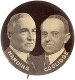 HARDING AND COOLIDGE IMPORTANT 1.25" JUGATE BUTTON MATCHING THE COX & ROOSEVELT IN PREVIOUS LOT.