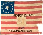 "HENRY CLAY AND FRELINGHUYSEN" RARE SHIP OF STATE 1844 CAMPAIGN AMERICAN FLAG BANNER.