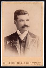 1888-89 N173 OLD JUDGE CABINET CARD - MIKE "KING" KELLY (HOF) RARE STREET CLOTHES VERSION.