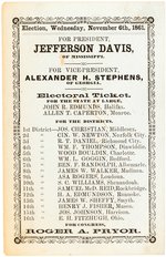 JEFFERSON DAVIS "FOR PRESIDENT" 1861 FIRST CONFEDERATE ELECTION BALLOT.