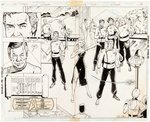 STAR TREK VOL. 2 #26 COMIC BOOK TWO-PAGE SPREAD ORIGINAL ART BY GORDON PURCELL.