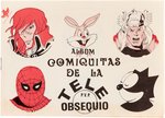 SPANISH CARTOON CARD ALBUM WITH MARVEL & DC COMICS CHARACTERS PLUS MANY MORE.