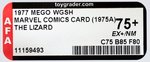 MEGO WGSH LIZARD ON RARE 1975A CARD AFA 75+ EX+/NM (POP 1 OF 1).