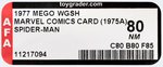 MEGO WGSH SPIDER-MAN ON RARE 1975A CARD AFA 80 NM.