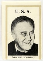 WOLRD WAR II CELLULOID-WRAPPED MATCHBOX WITH "U.S.A. PRESIDENT ROOSEVELT" & TWO QUOTATIONS.