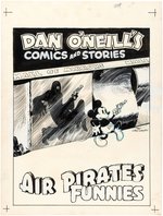 DAN O'NEILL'S COMICS AND STORIES - AIR PIRATES UNUSED ORIGINAL ART COVER BY GARY HALLGREN.