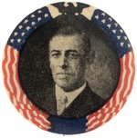 WILSON SCARCE AMERICAN FLAG BORDER PORTRAIT BUTTON.