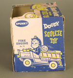 "HOWDY DOODY FIRE ENGINE SQUEEZE TOY" BOXED.