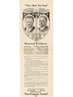 ROOSEVELT & JOHNSON JUGATE 1912 MASSACHUSETTS PROGRESSIVE PARTY BROADSIDE.