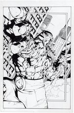 THE FANTASTIC FOUR: THE THING FULL PAGE SPECIALTY INKED ORIGINAL ART BY ARIES MENDOZA.