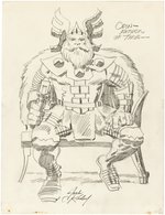 ODIN FATHER OF THOR DETAILED PENCIL SKETCH ORIGINAL ART BY JACK KIRBY.