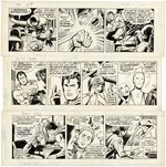 1970s SUPERMAN DAILY STRIP ORIGINAL ART TRIO BY GEORGE TUSKA.