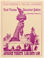 HOT TUNA & DOCTOR JOHN THE NIGHT TRIPPER 1972 IOWA CITY, IOWA CONCERT POSTER.