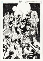 TITANS/LEGION OF SUPER-HEROES: UNIVERSE ABLAZE #4 COMIC BOOK COVER ORIGINAL ART BY DAN JURGENS.