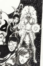 TITANS/LEGION OF SUPER-HEROES: UNIVERSE ABLAZE #4 COMIC BOOK COVER ORIGINAL ART BY DAN JURGENS.