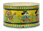 "MICKEY MOUSE" LATE 1930s LITHO METAL DRUM BY OHIO ART.