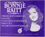 BONNIE RAITT 1978 IOWA CITY, IOWA CONCERT POSTER.
