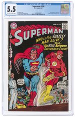 SUPERMAN #199 AUGUST 1967 CGC 5.5 FINE- (FIRST SUPERMAN VS. FLASH RACE).