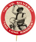 BRACE BEEMER AS THE LONE RANGER AND THE LONE RANGER'S  FIRST EVER BUTTON C. APRIL/MAY 1933.