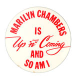 MARILYN CHAMBERS "UP N COMING" PROMOTIONAL BUTTON.