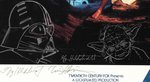 STAR WARS 15th ANNIVERSARY MOVIE POSTER SIGNED BY THE BROTHERS HILDEBRANDT WITH ORIGINAL ART REMARQUES BY GREG HILDEBRANDT.