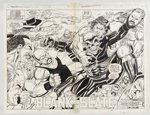 WCW WORLD CHAMPIONSHIP WRESTLING #10 ORIGINAL ART DOUBLE-PAGE SPREAD BY RON WILSON.
