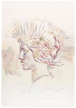 PETER MAX SIGNED LIBERTY LADY LITHOGRAPH.