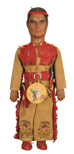 "TONTO THE LONE RANGER'S PAL" COMPOSITION/FABRIC DOLL W/ORIGINAL TAG.