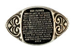 "STERLING" UNCAS 1930s LORD'S PRAYER TEXT RING.