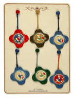 DISPLAY CARD OF DONALD DUCK HANGING LAPEL DECORATIONS.