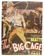 "THE BIG CAGE" 1933 CLYDE BEATTY MOVIE JIGSAW PUZZLE WITH MOVIE POSTER-LIKE ILLUSTRATION.