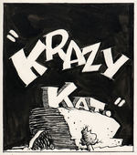 "KRAZY KAT" 1935 SUNDAY PAGE ORIGINAL ART WITH MAIN CHARACTERS & BRICK-THROWING SCENE.