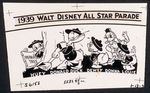 "DONALD DUCK 1939 WALT DISNEY ALL STAR PARADE" GLASS ORIGINAL ART.