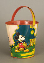 MICKEY, DONALD AND GOOFY GOLFING SAND PAIL BY OHIO ART CO., 1938.