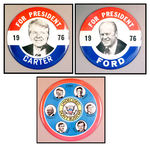 TRIO OF 1976 & 1980 9" BUTTONS.