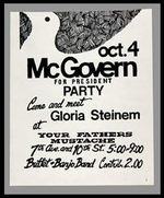 MC GOVERN POSTER "MEET GLORIA STEINEM" AT FAMOUS NYC BAR.