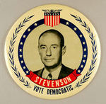 "STEVENSON VOTE DEMOCRATIC" 9" BUTTON.