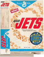 GENERAL MILLS" SUGAR JETS" CEREAL BOX & "GLOWING SPACE SHAPES" PREMIUM.