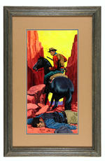 COWBOY AND DEAD OUTLAW 1960s FRAMED ILLUSTRATION ORIGINAL ART.