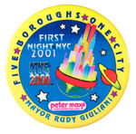 PETER MAX DESIGNED ADMISSION BUTTON FOR 2000/2001 NYC NEW YEARS CELEBRATION.