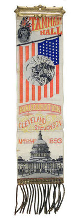 CLEVELAND 1893 INAUGURAL "TAMMANY" RARE WOVEN RIBBON.