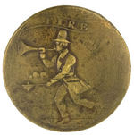 "FIRE" HEAVY BRASS CLOTHING BUTTON 19th CENTURY.